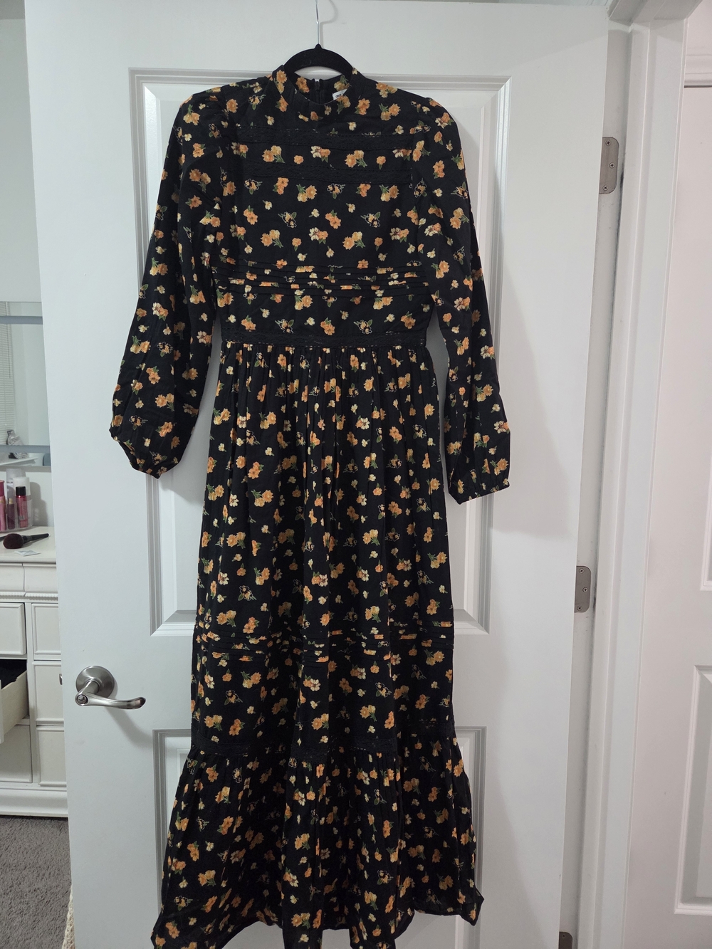 ASOS Black Maxi Dress with Yellow Floral Print